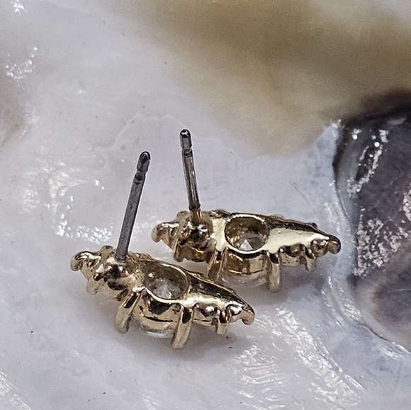 Goldtone CZ Post Earrings - Picture 5 of 8